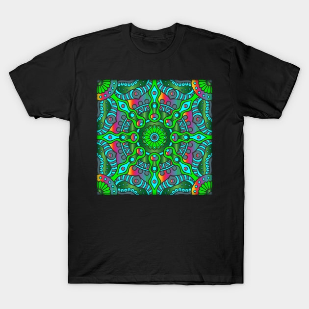 green mandala graphic pattern T-Shirt by Eric Okore